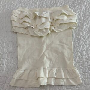 Women size small seamless Cream Ruffled Tube Top elastic stretch y2k ruffles
